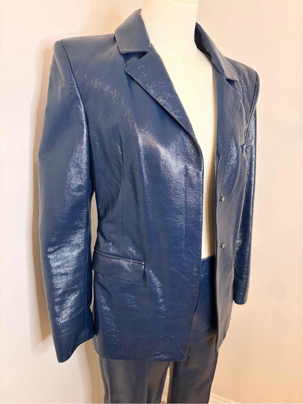DROMe Deep Blue Leather Suit In Avion (Dark Blue) Size XS - Picture 4 of 15